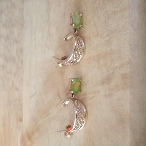 Peridot 14kt gold half hoop earrings